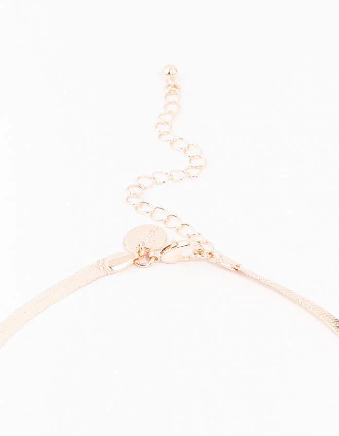 Rose Gold Snake Chain Bow Necklace - Image 3