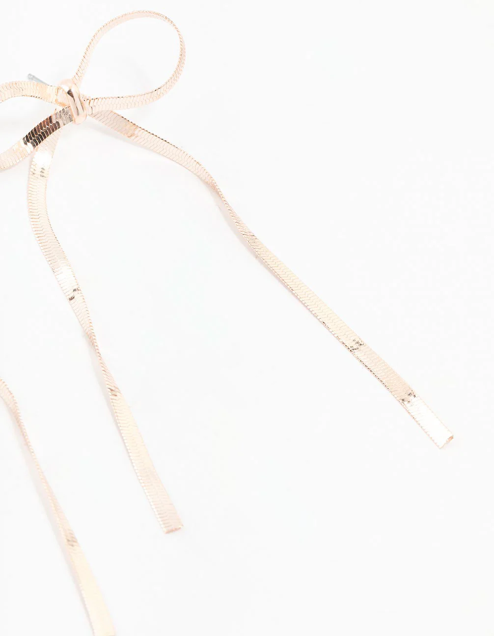 Rose Gold Snakechain Bow Drop Earrings - Image 3