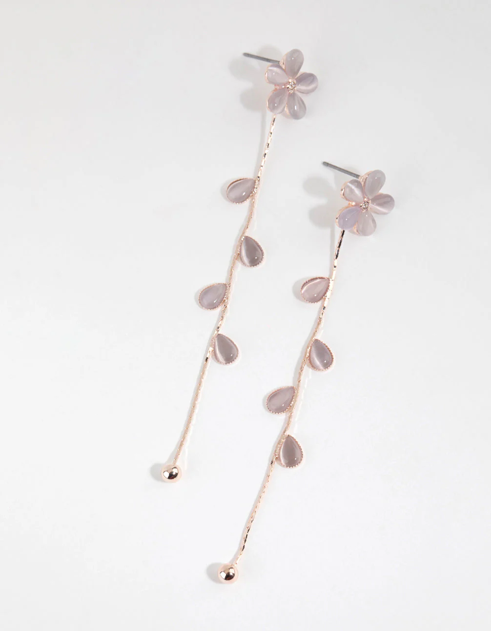 Rose Gold Flower Vine Drop Earrings