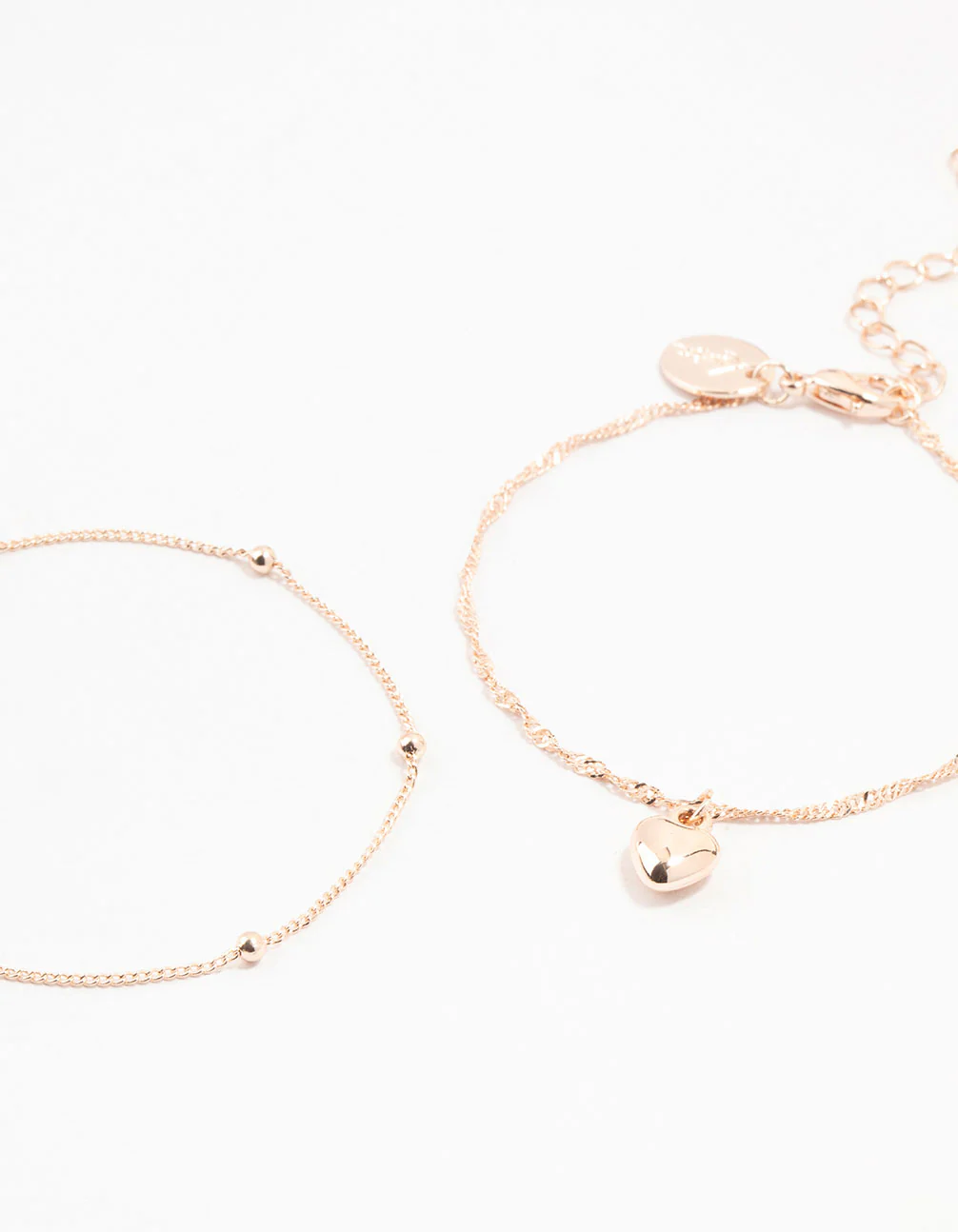 Rose Gold Twisted Puffy Heart Bracelets 2-Pack - Image 2