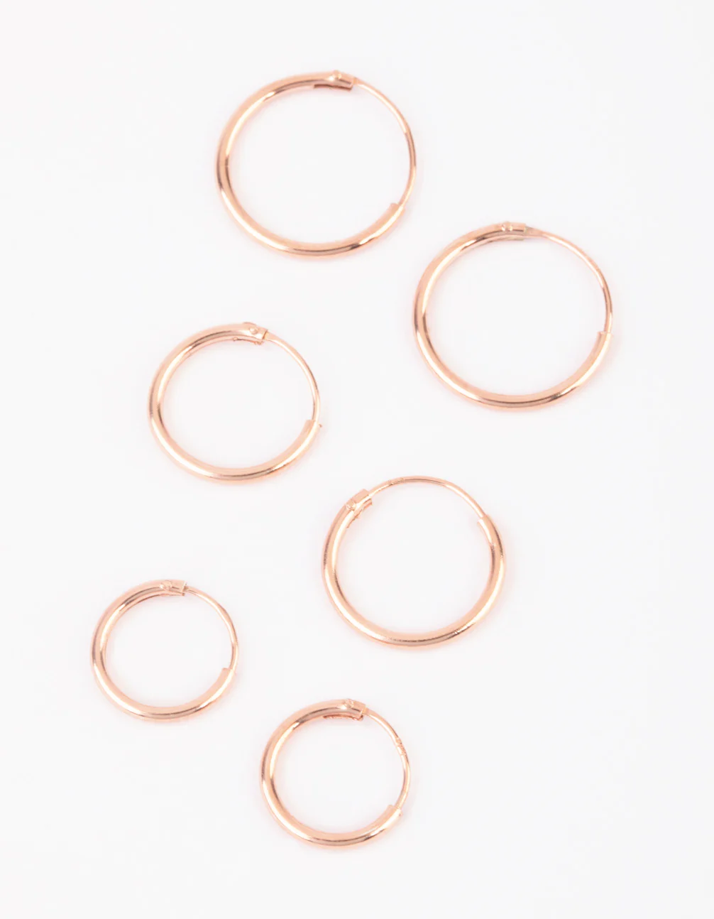 Rose Gold Plated Sterling Silver Plain Hoop Earring Pack