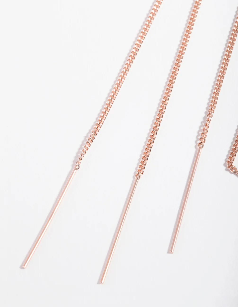 Rose Gold Plated Sterling Silver Long Chain Thread Through Earrings - Image 4