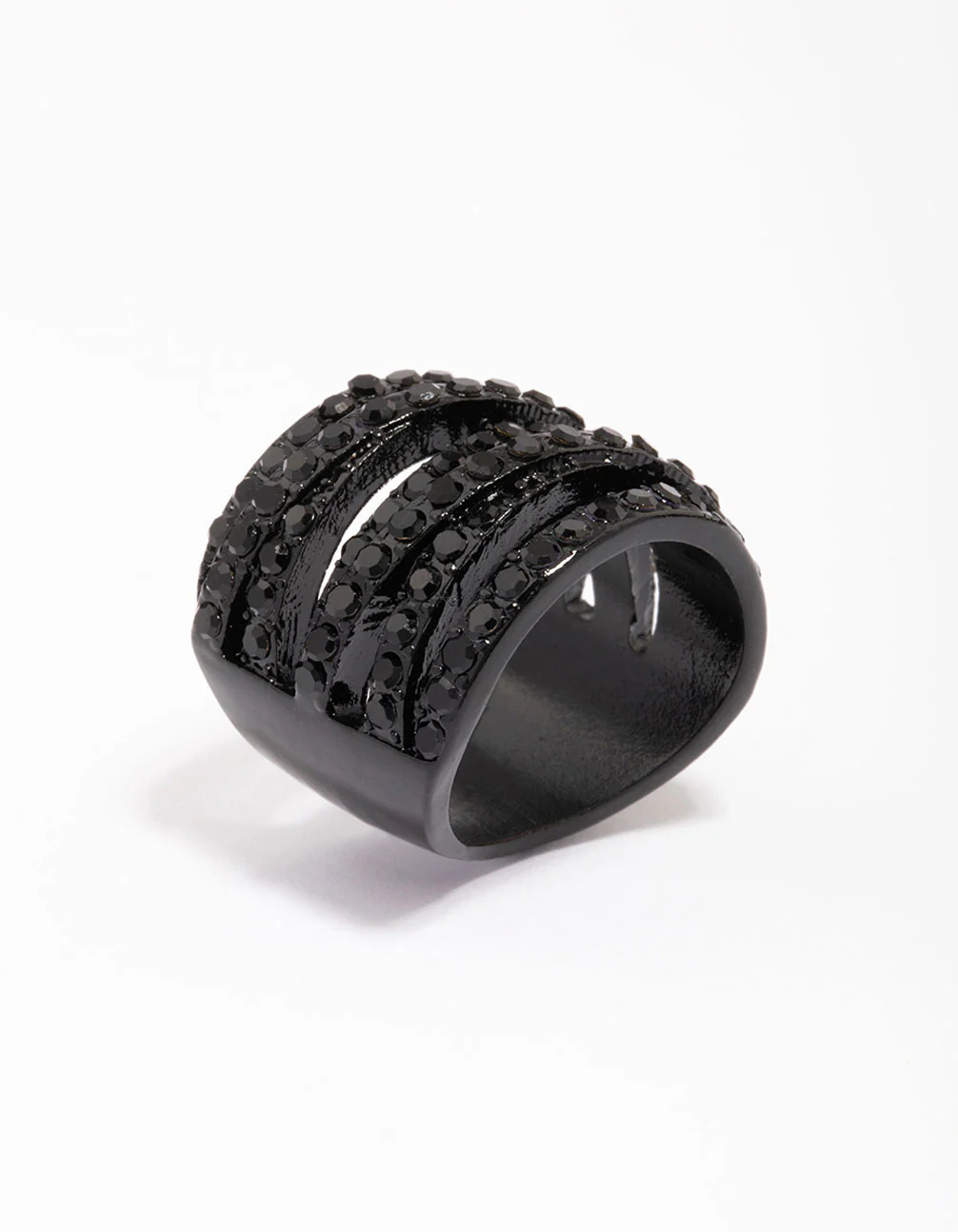 Black Coated Layered Band Ring - Image 2