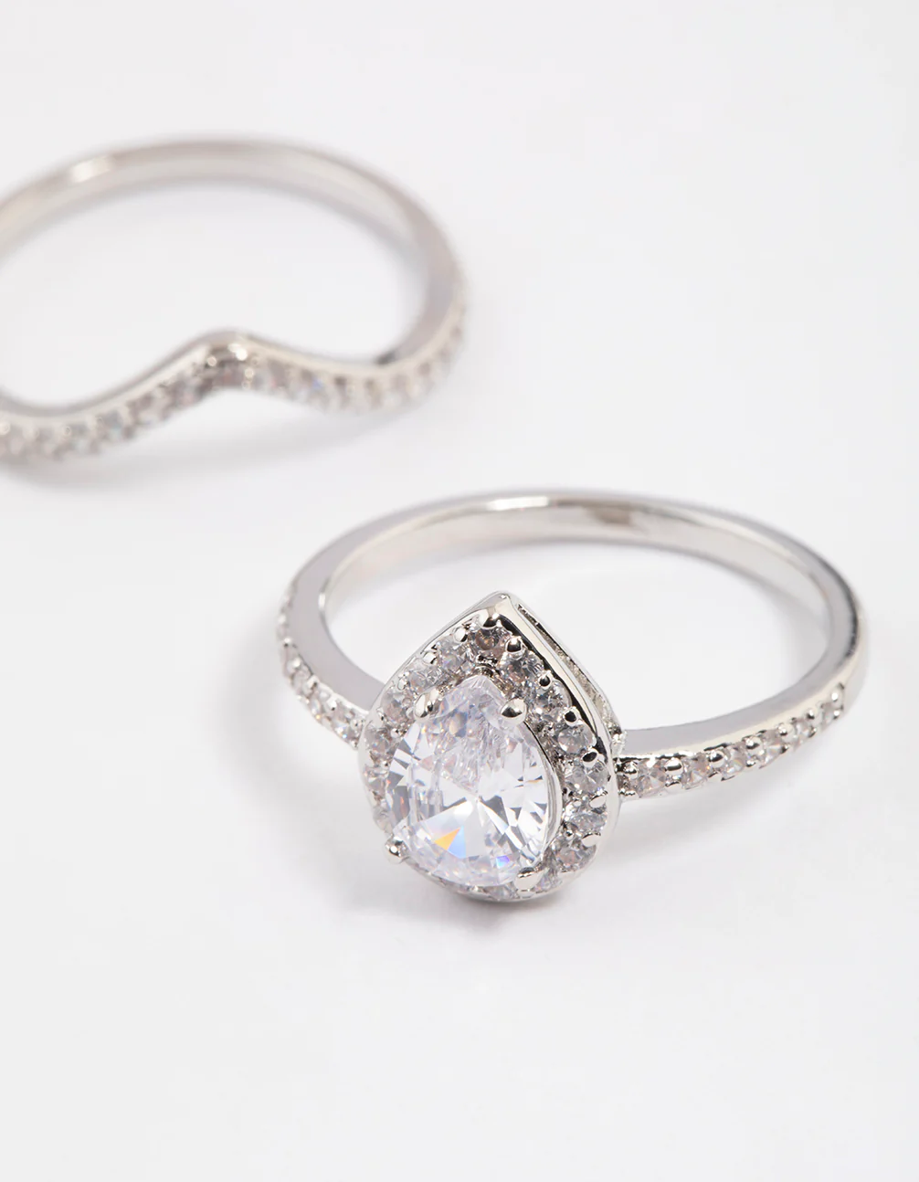 Silver Crowned Pear Crystal Ring - Image 3