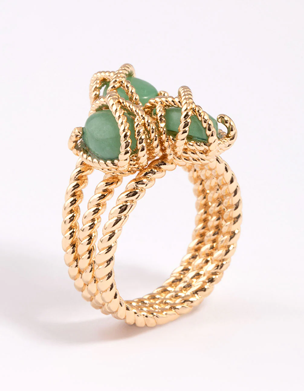 Gold Plated Wrapped Triple Stone Ring - Image 2