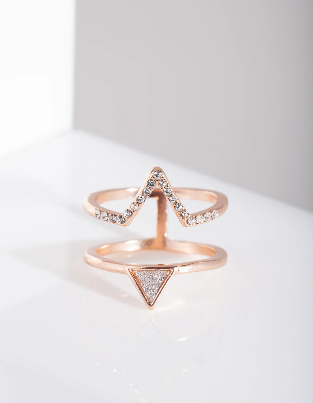 Rose Gold Double Triangle Ring - Image 2