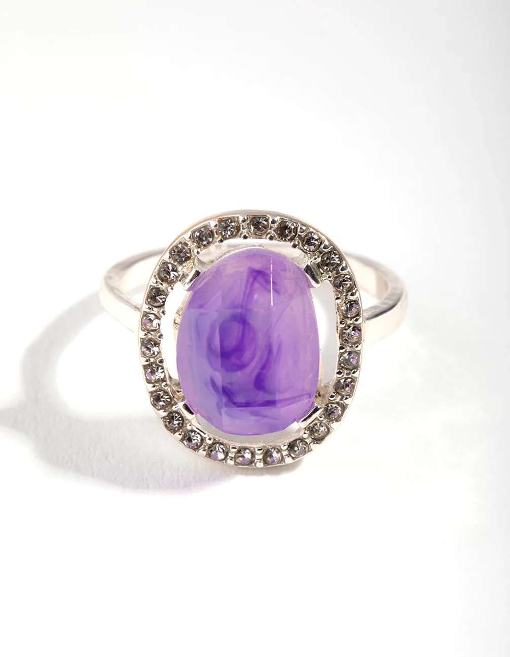 Silver Disc Circle Stone Ring - Image 2