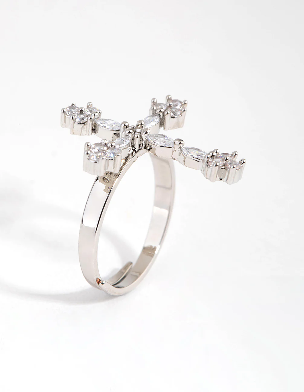 Silver Diamante Cross Ring - Image 3