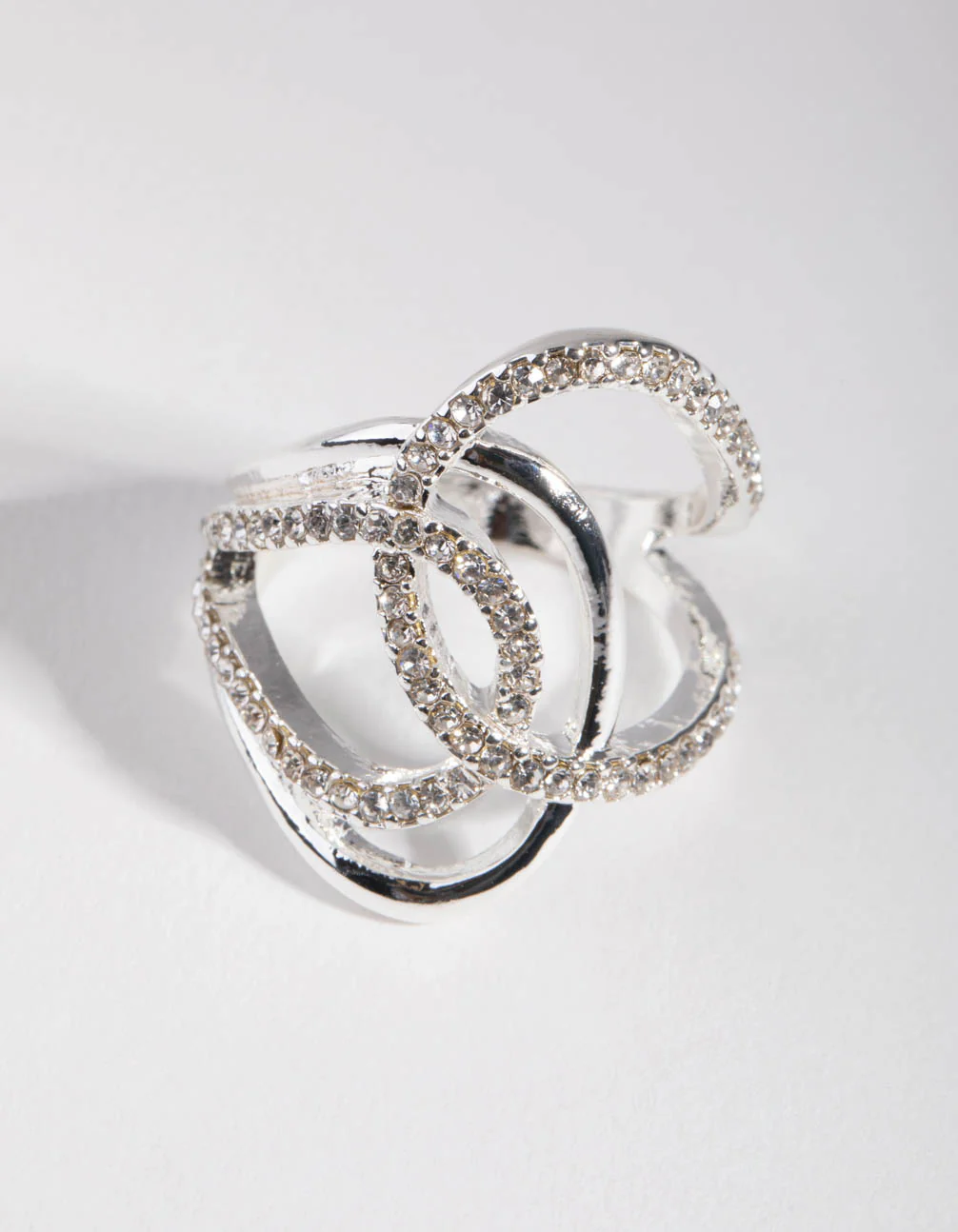 Silver Diamante & Metal Swirl Ring - Image 2