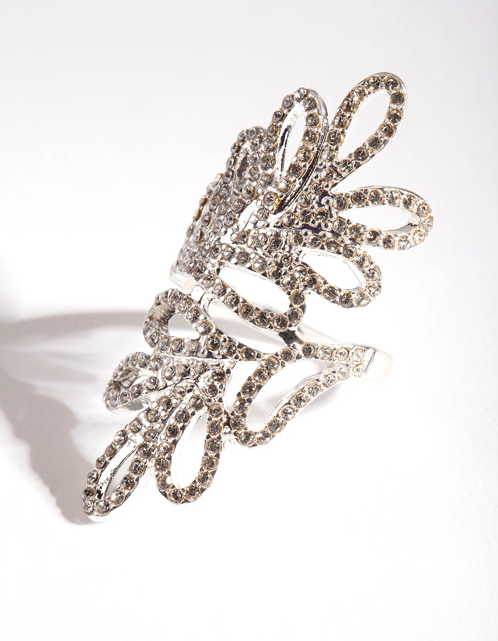 Silver Diamante Loopy Statement Ring - Image 2