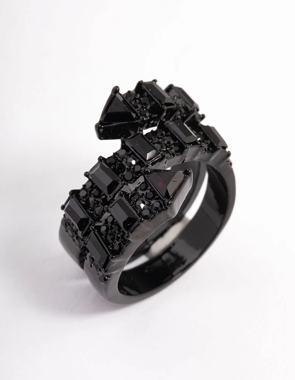 Coated Black Emerald Cut Wrap Ring - Image 2