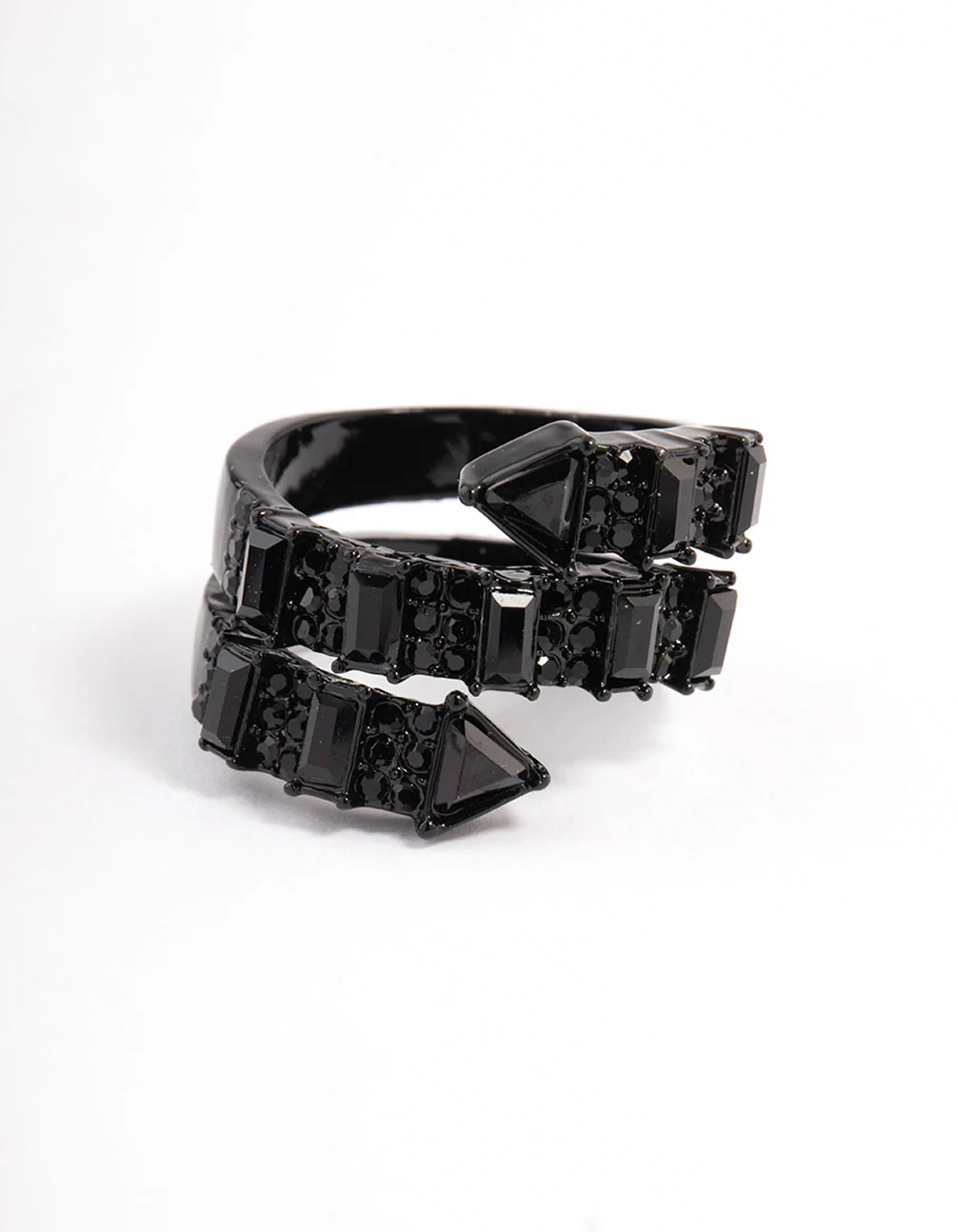 Coated Black Emerald Cut Wrap Ring - Image 3