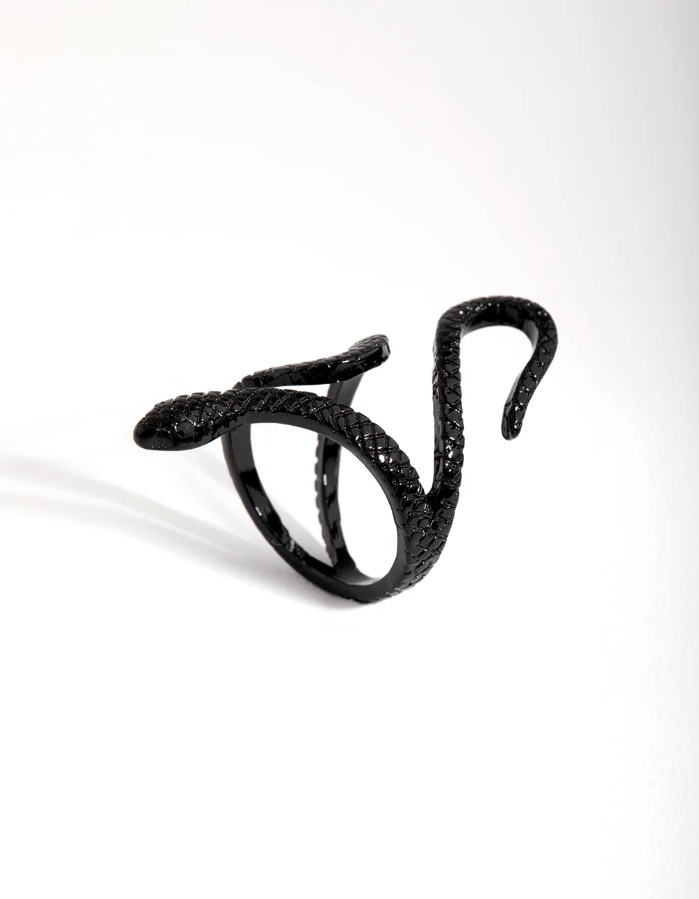 Matte Black Etched Swirl Snake Ring - Image 3
