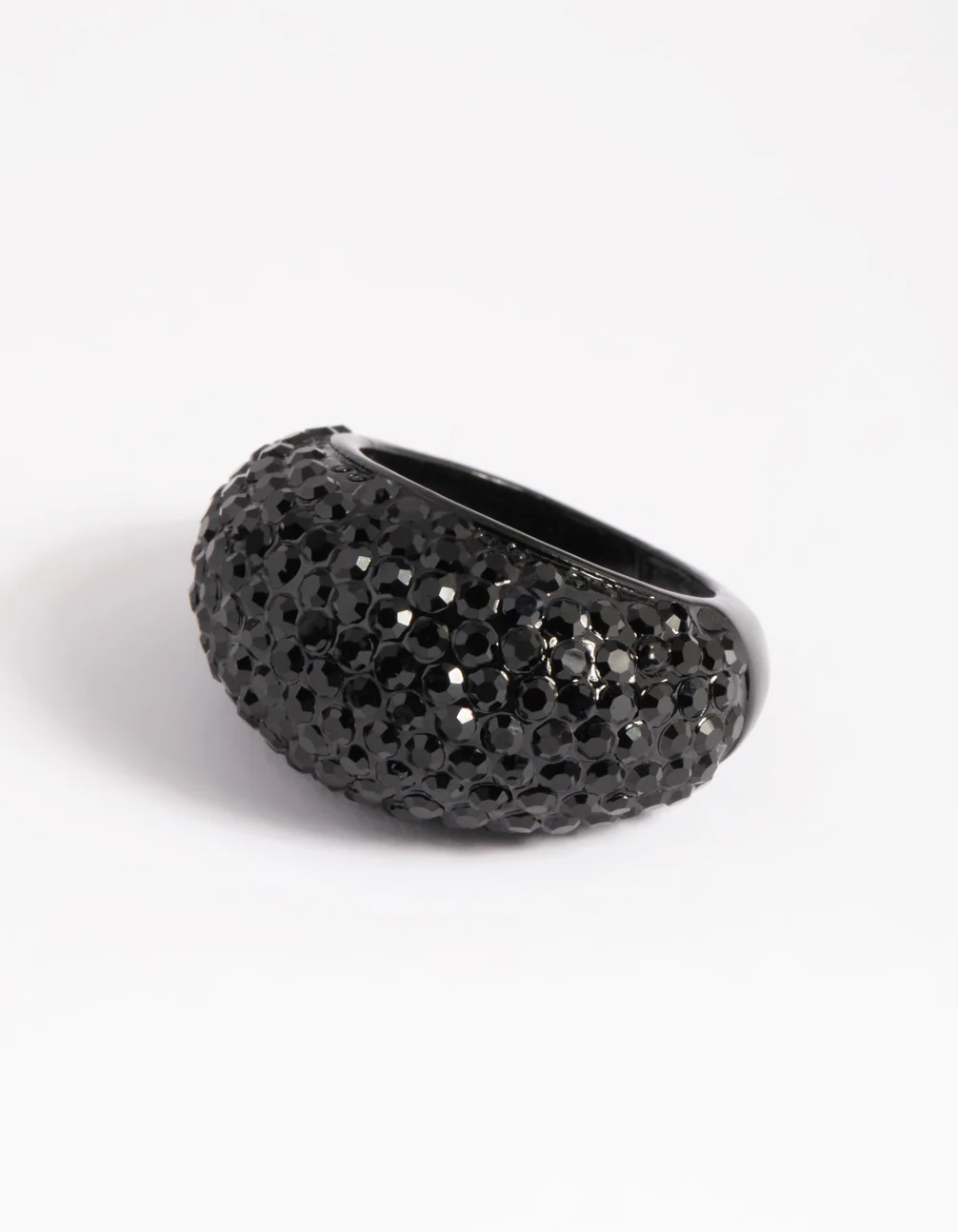 Matte Black Statement Diamante Dome Ring - Image 4