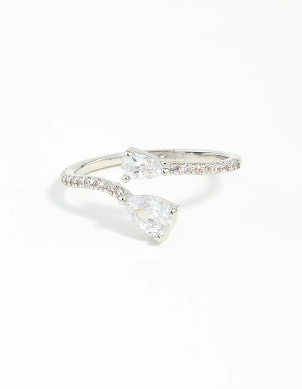 Silver Cubic Zirconia Open Ring - Image 3