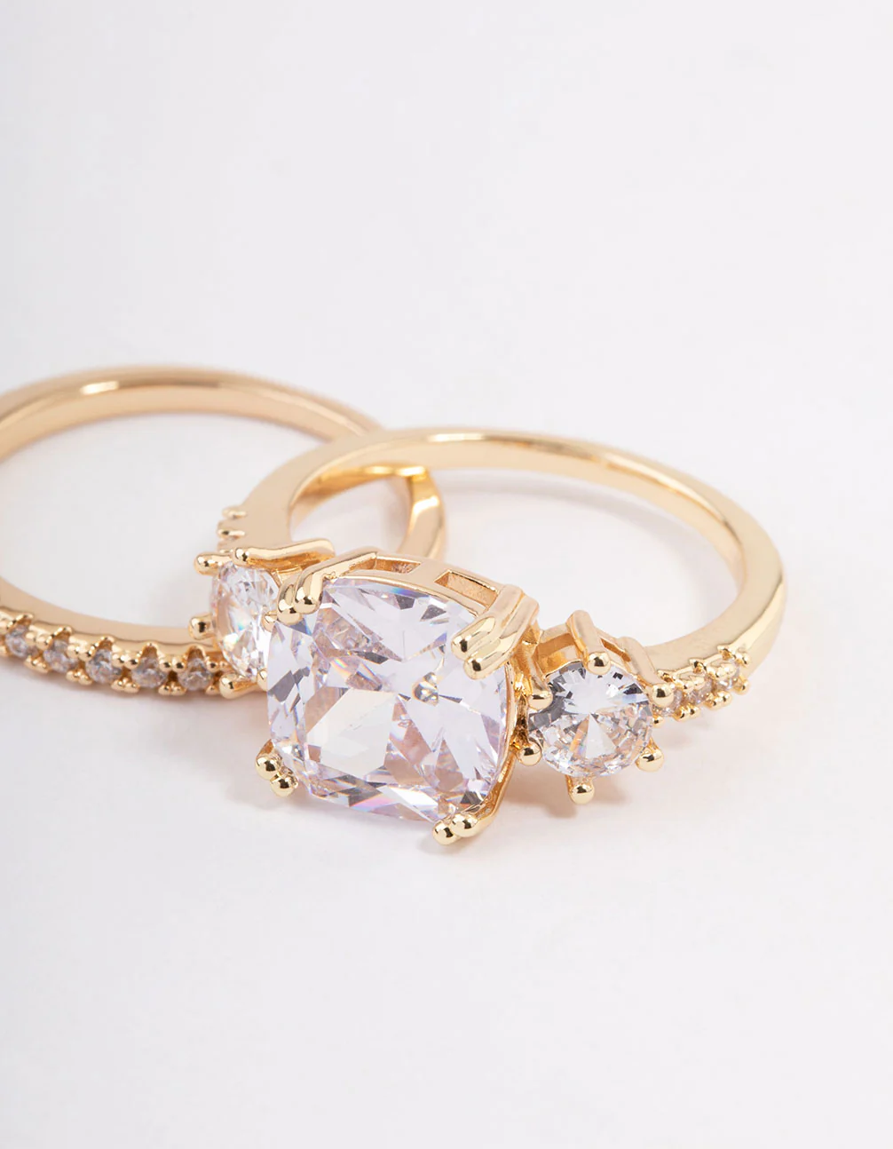 Gold Three Stone Ring Set - Image 3
