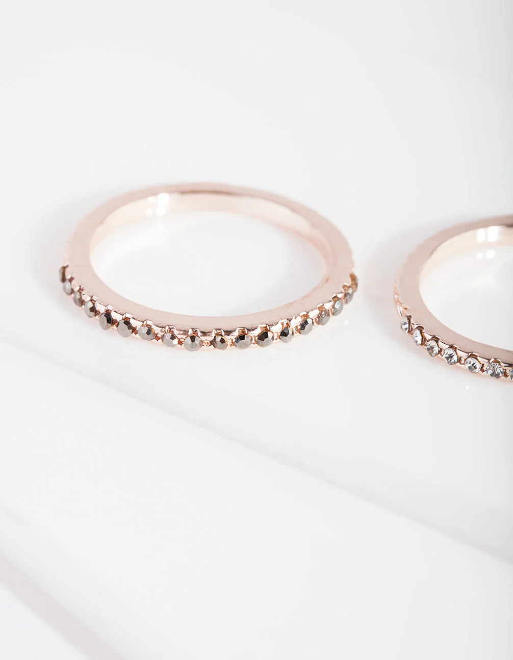 Mixed Metal Diamante Arrow Cut 3 Stack Ring Pack - Image 3