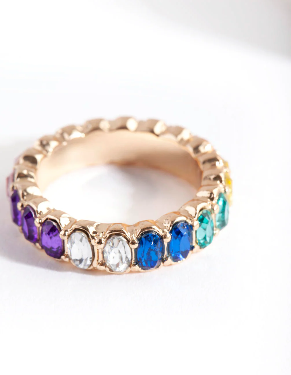 Gold Oval Rainbow Gem Ring - Image 2