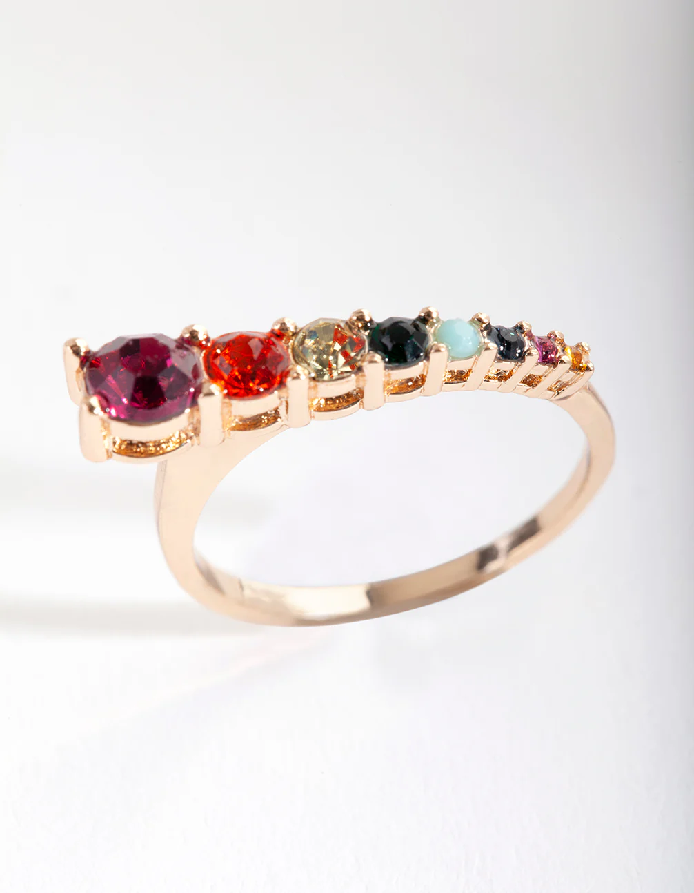 Gold Pastel Rainbow Diamante Ring - Image 4