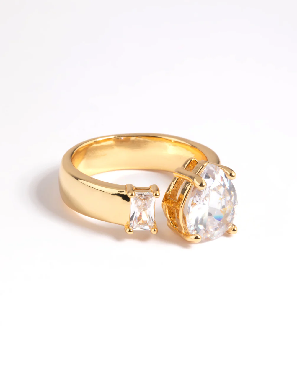 Gold Plated Cubic Zirconia Emerald Cut Ring - Image 4