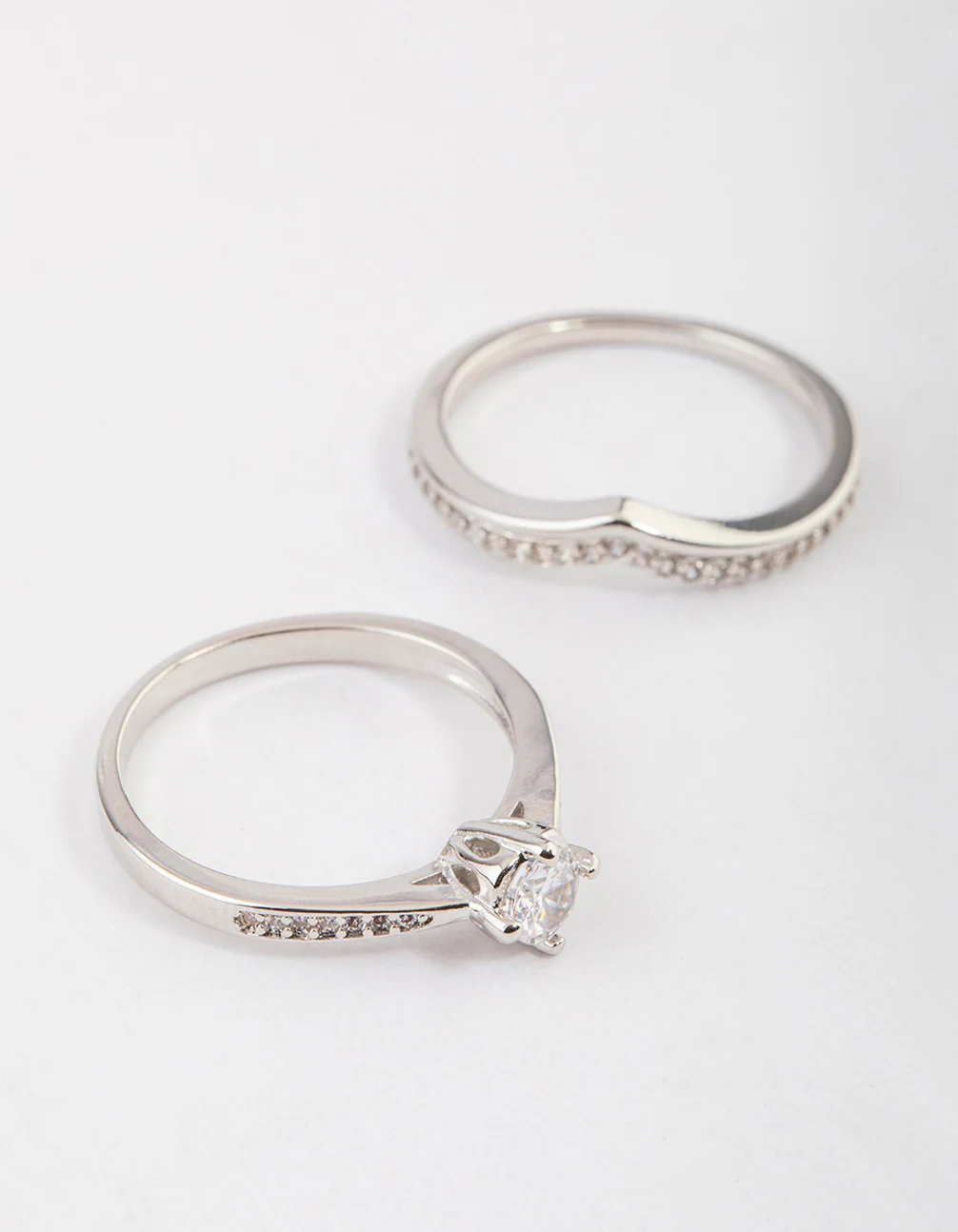 Silver Plated Glamorous V-Stack Ring Set - Image 2