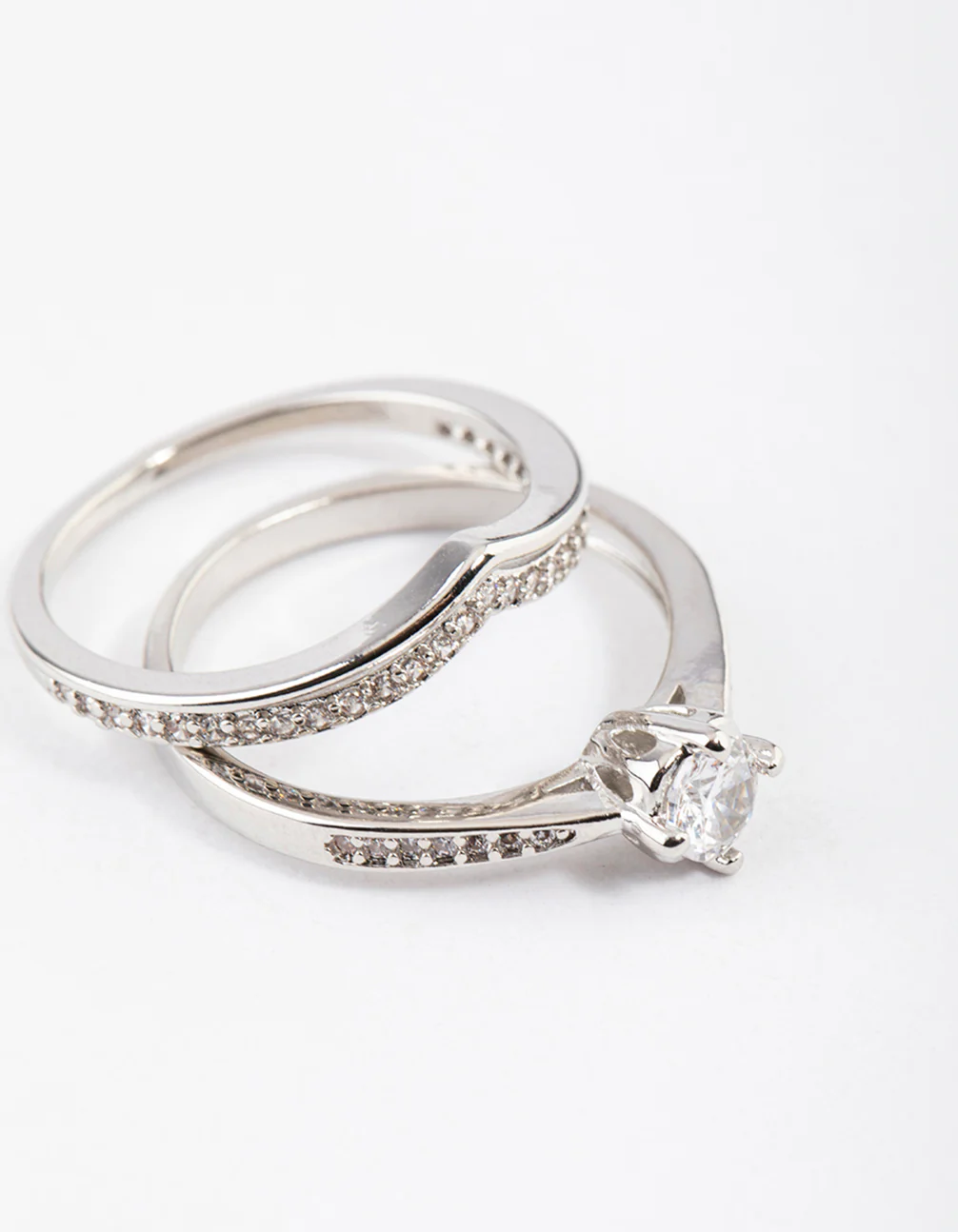 Silver Plated Glamorous V-Stack Ring Set - Image 3