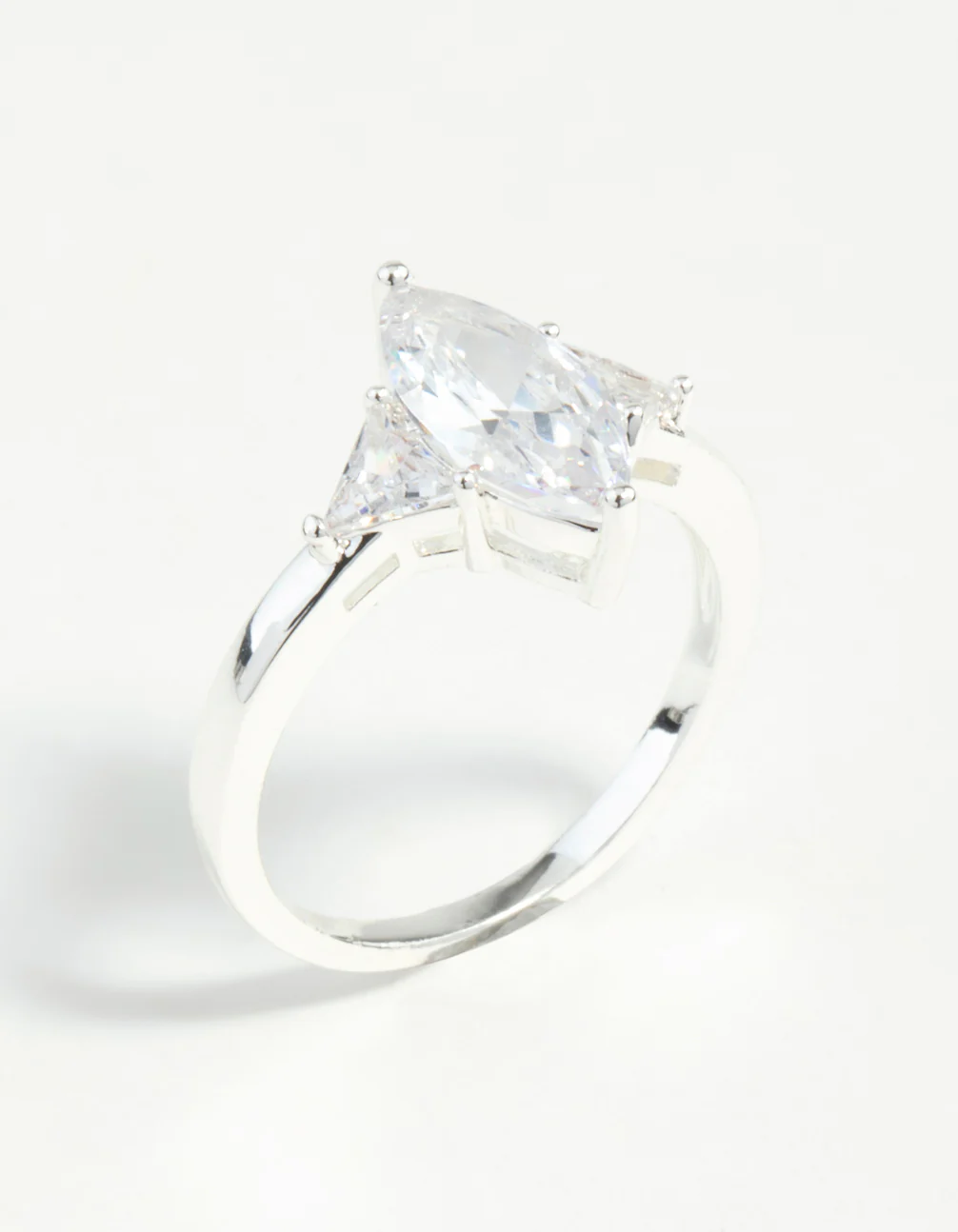Silver Plated Precious Marquise Ring - Image 2