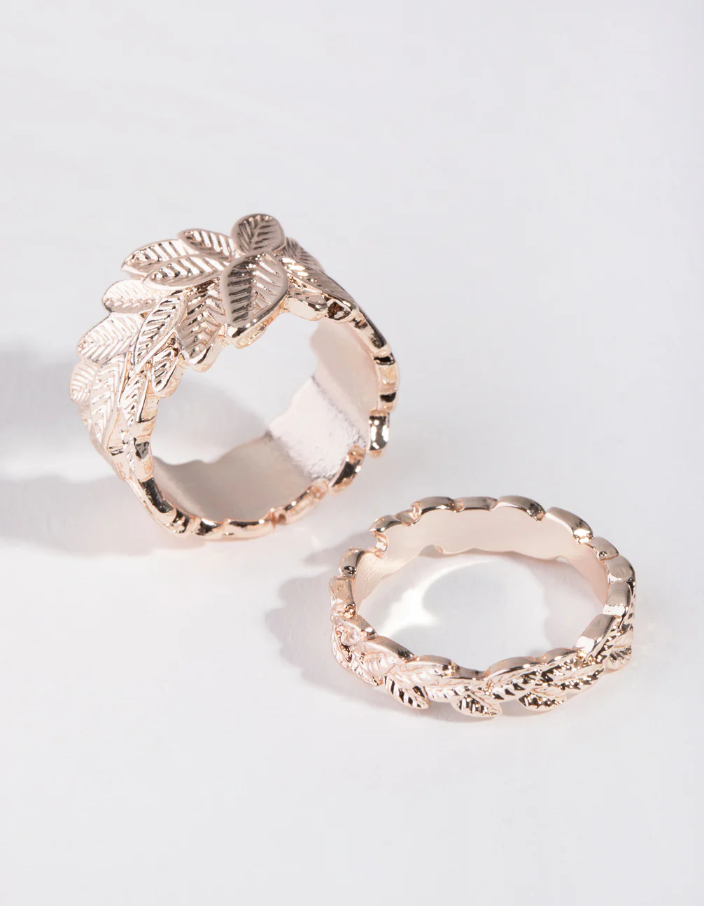 Rose Gold Leaf Ring Set - Image 3