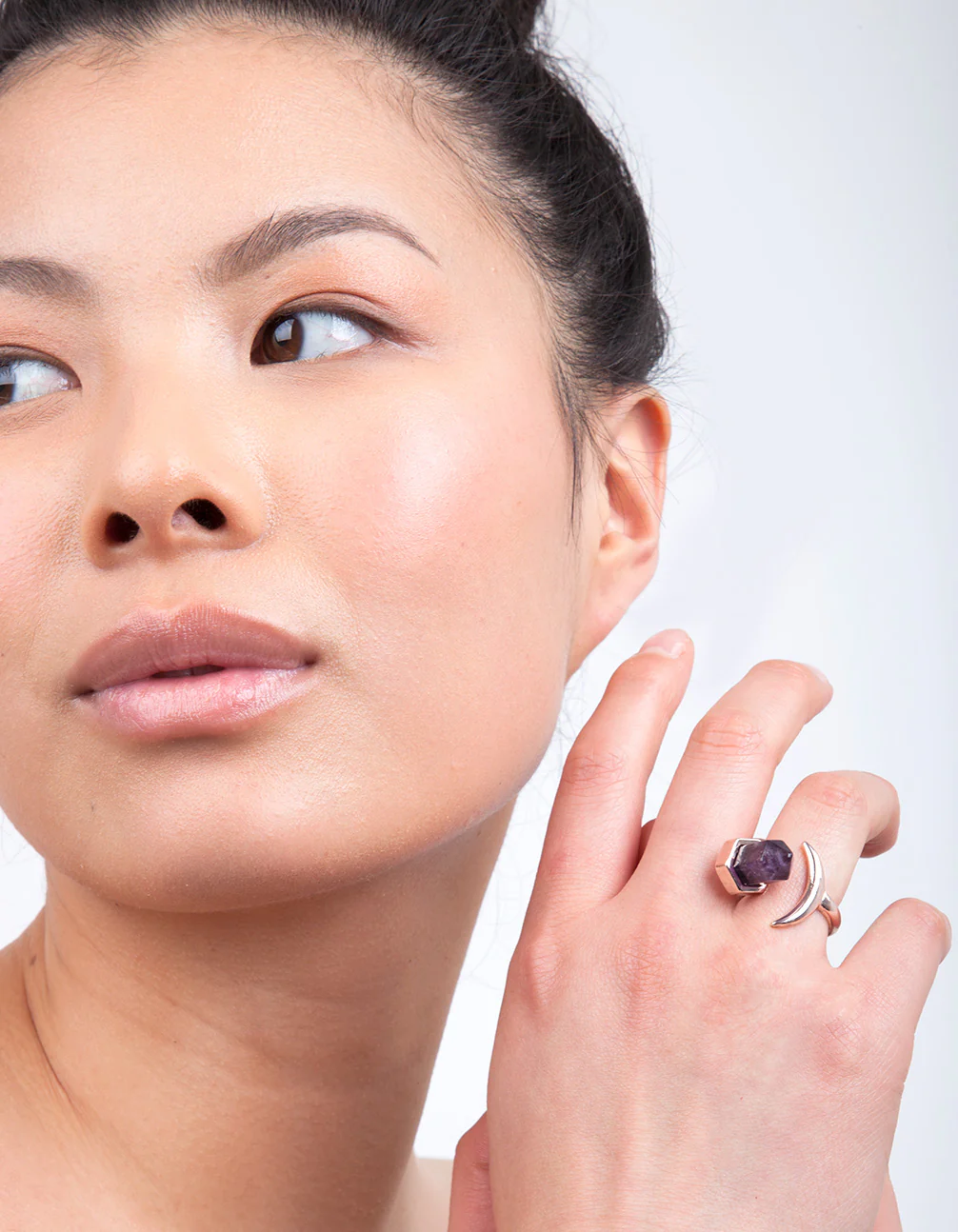 Rose Gold Semi-Precious Amethyst Ring - Image 2