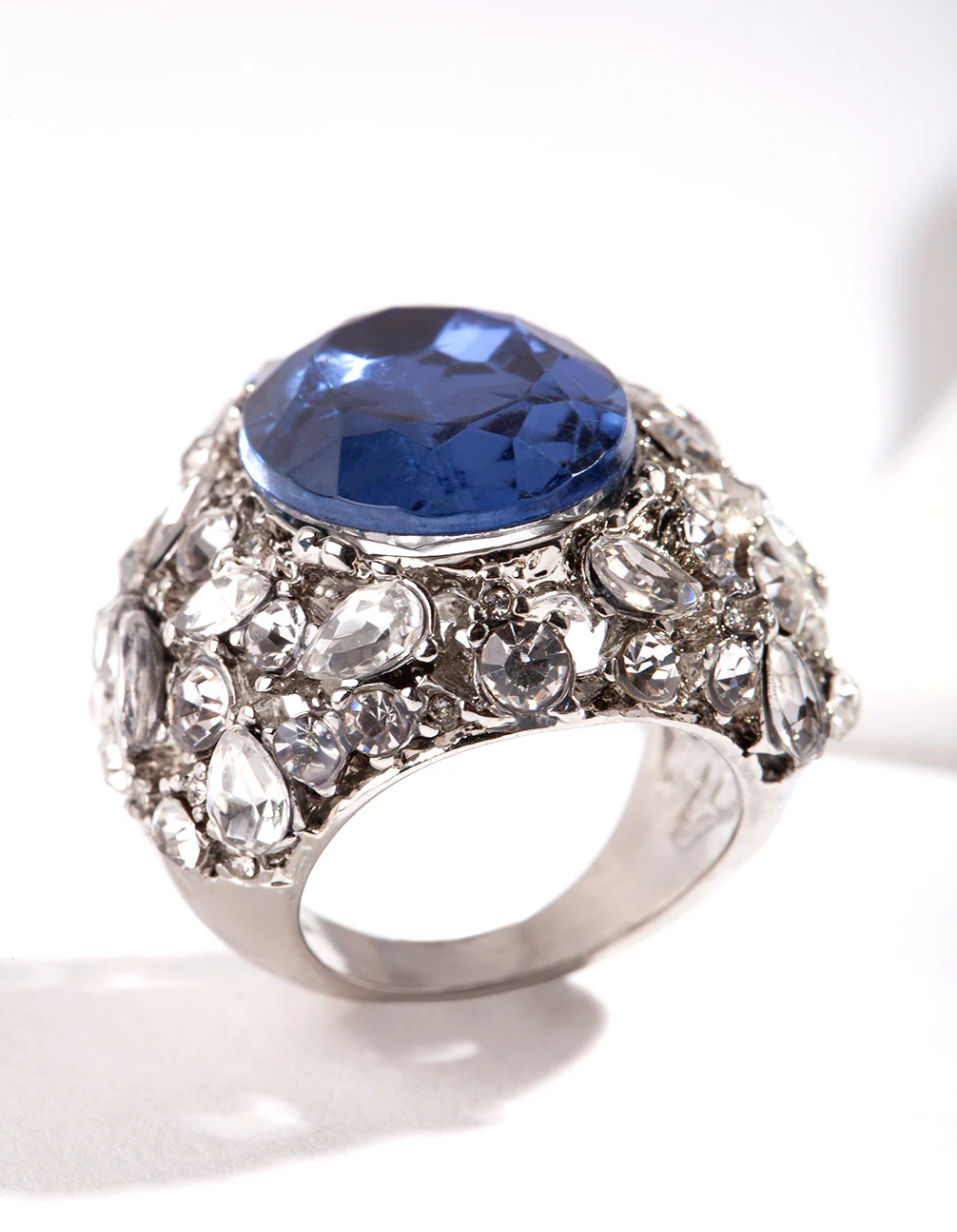 Silver Large Mix Diamante Ring - Image 2