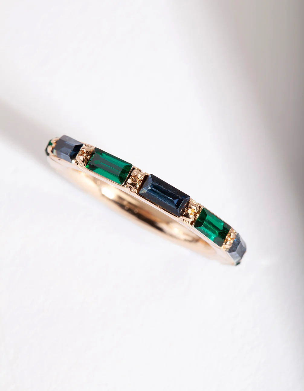 Gold Multi Diamante Rectangle Band Ring