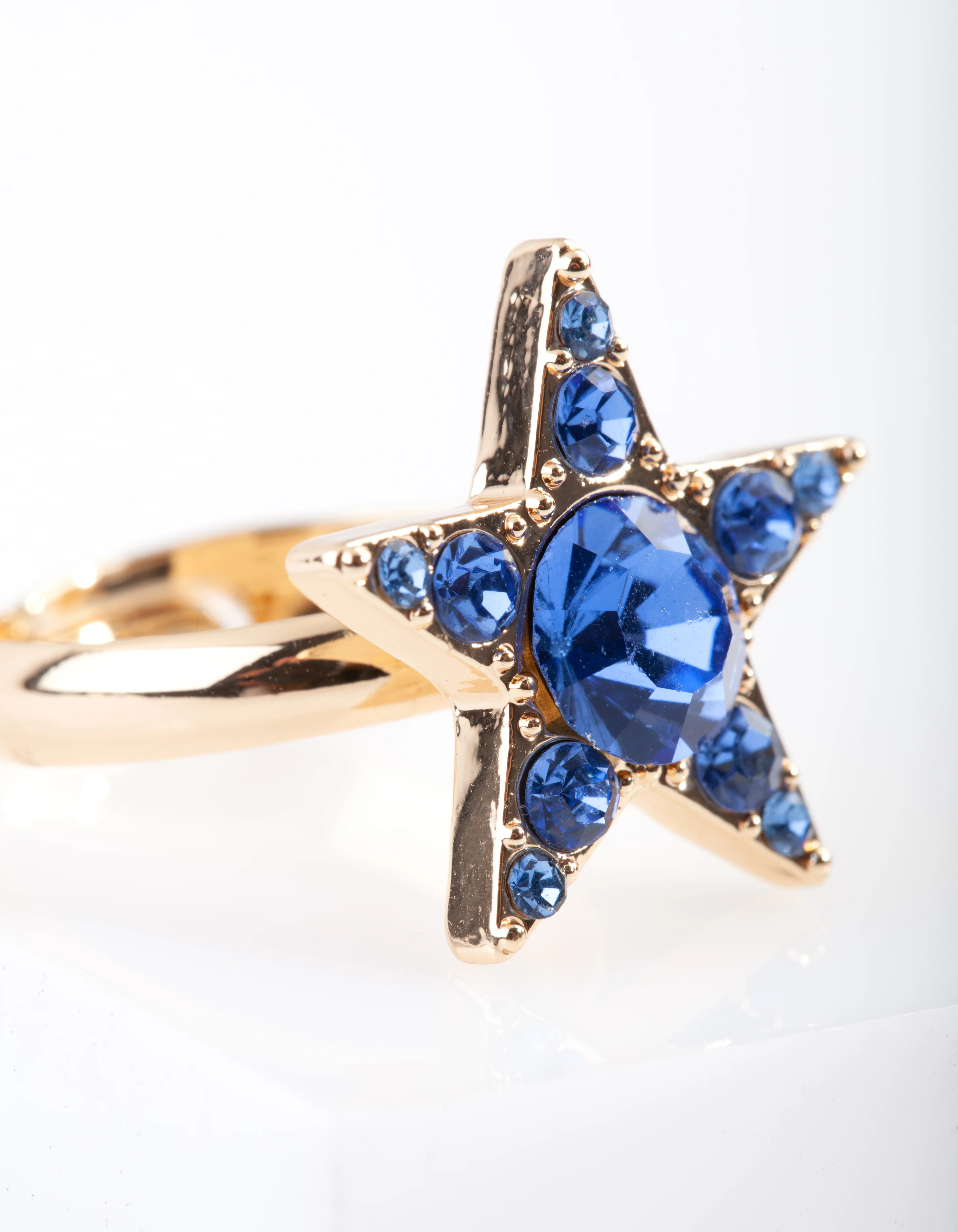 Gold Blue Gem Star Ring - Image 2