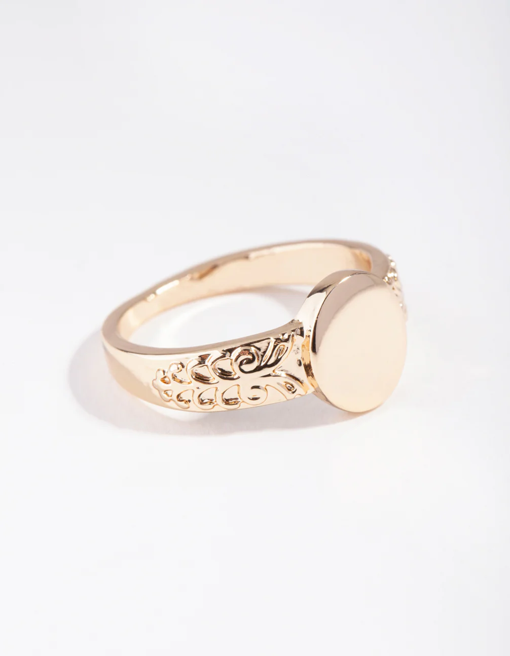 Gold Square Detailed Band Ring