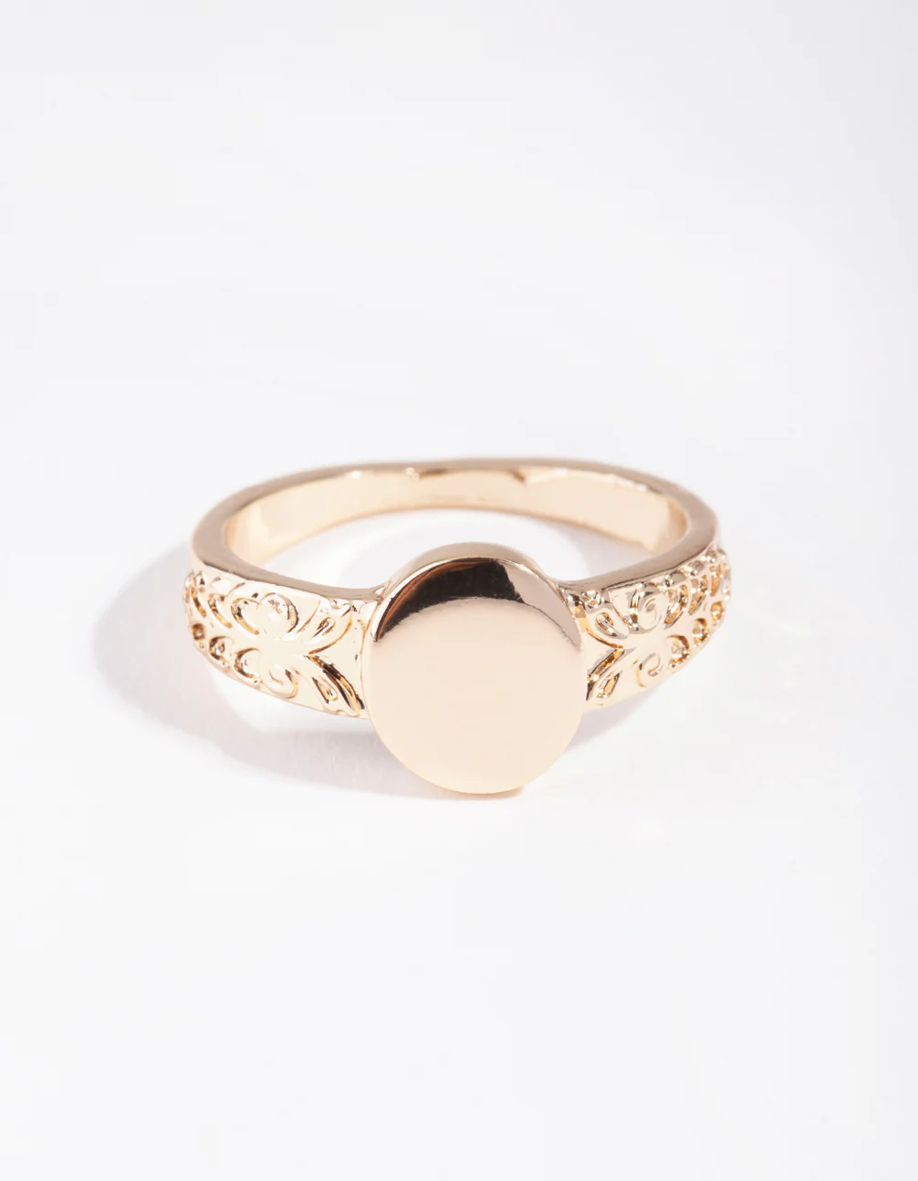 Gold Square Detailed Band Ring - Image 2