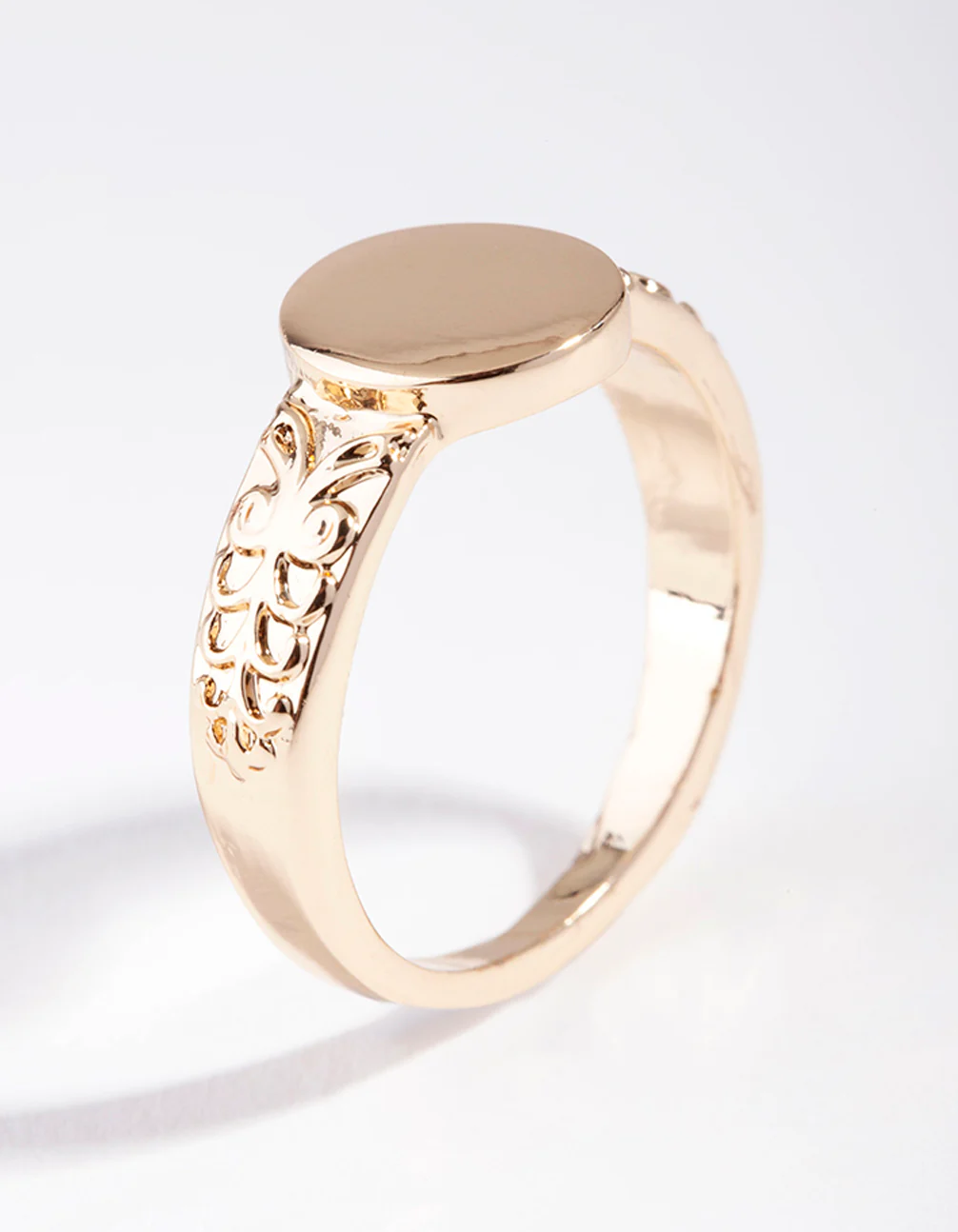 Gold Square Detailed Band Ring - Image 3
