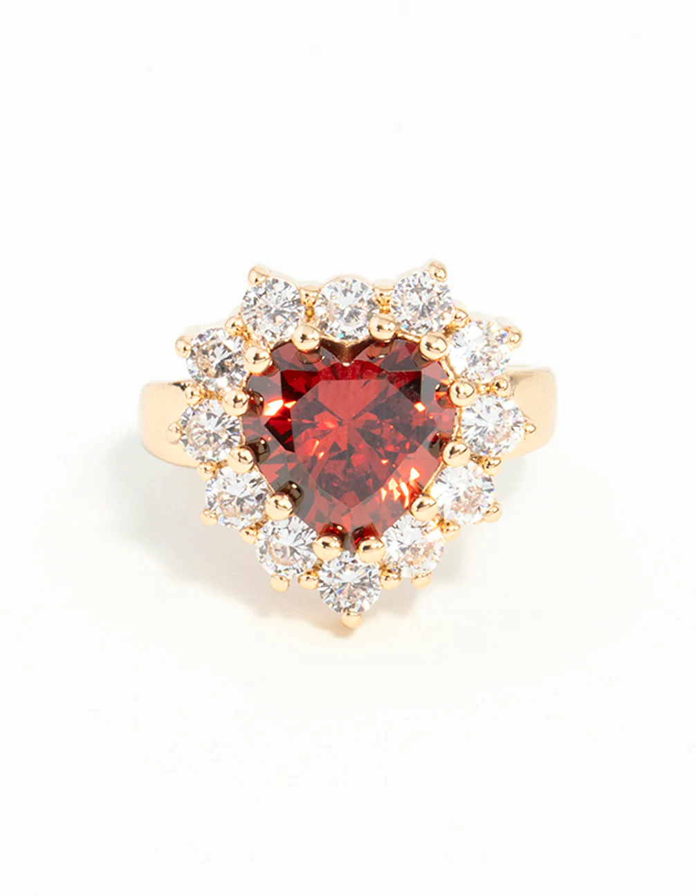 Gold Red Stone Heart Ring - Image 20