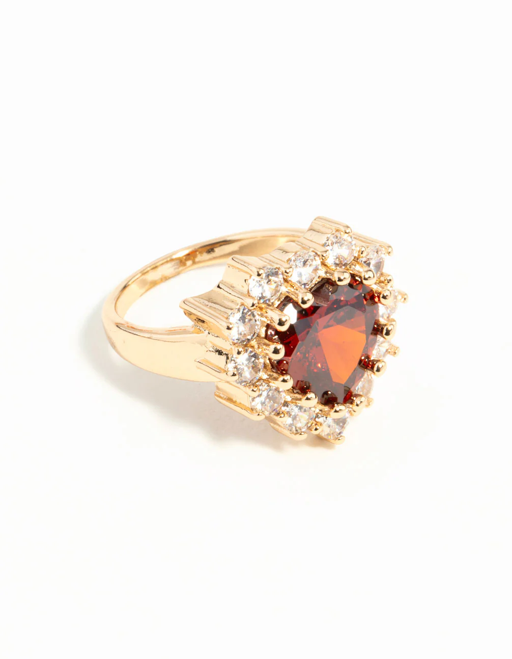 Gold Red Stone Heart Ring - Image 30