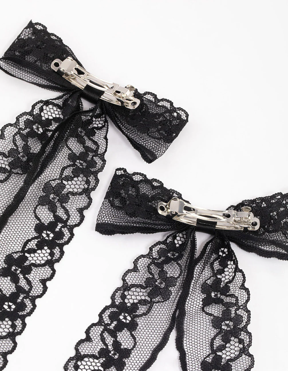 Black Fabric Medium Lace Hair Bows Pack - Image 3
