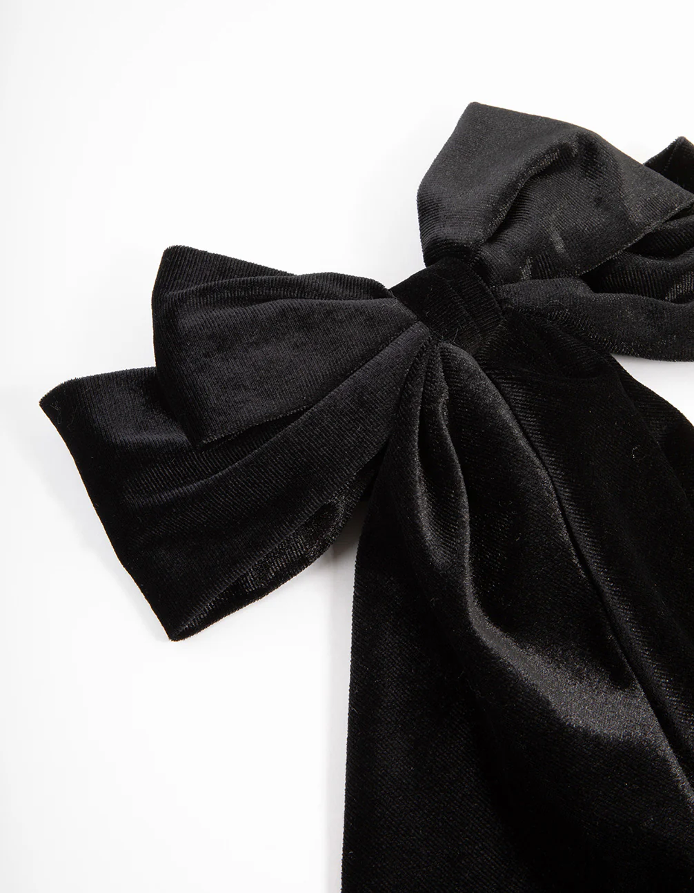 Black Fabric Velvet Drop Bow Clip - Image 2