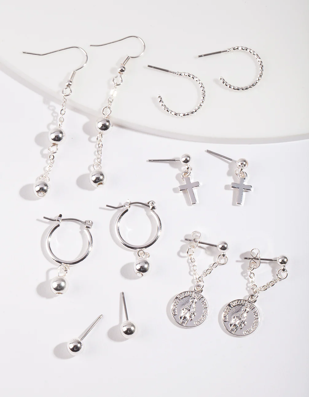 Silver Ball Charm Earring 6-Pack