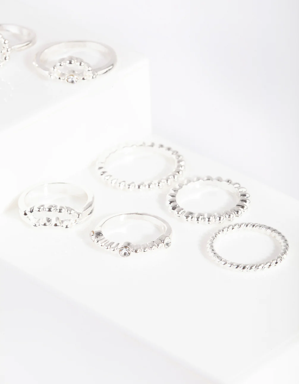 Silver Diamante Dot Ring 8-Pack - Image 3