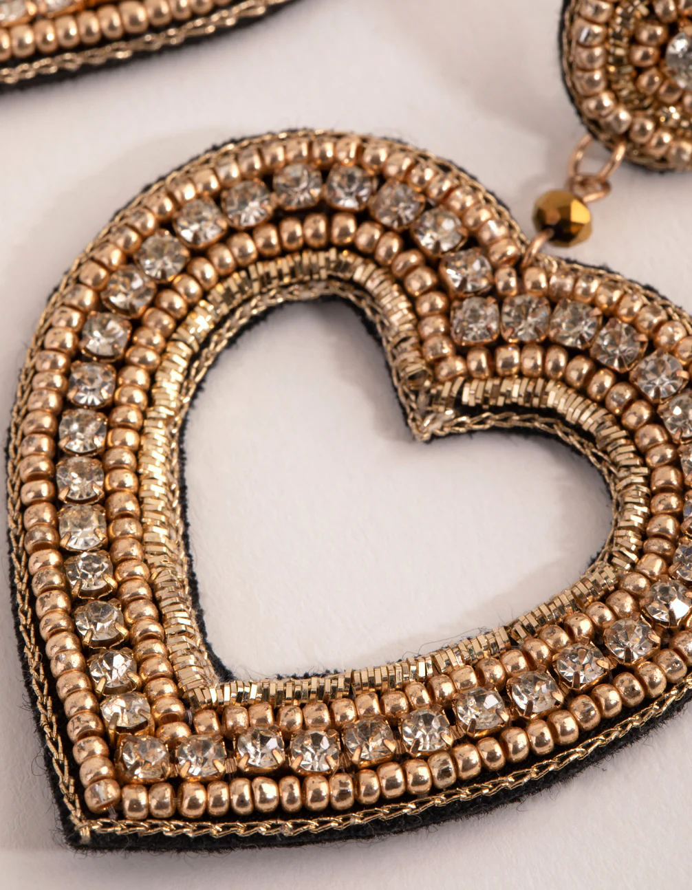 Seed Bead Heart Drop Earrings - Image 2