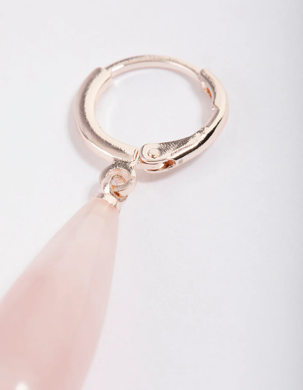 Rose Quartz Organic Triangle Hoop Earrings - Image 3