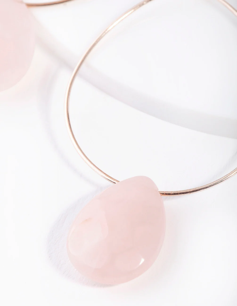 Rose Gold Rose Quartz Teardrop Stone Earrings - Image 3