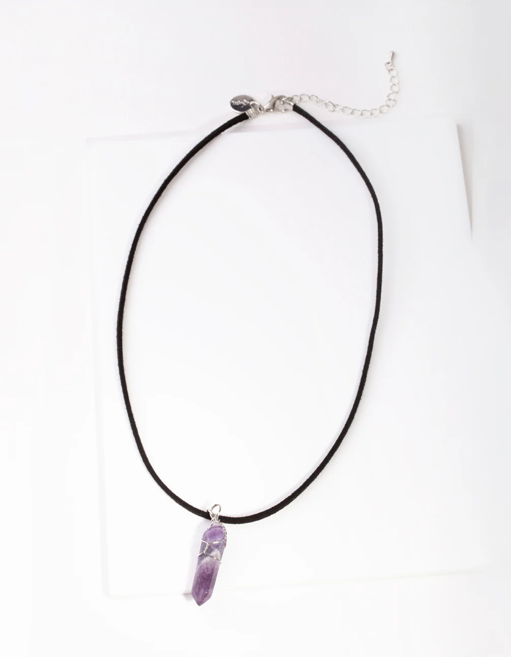 Silver Wire Wrap Amethyst Stone Necklace - Image 2