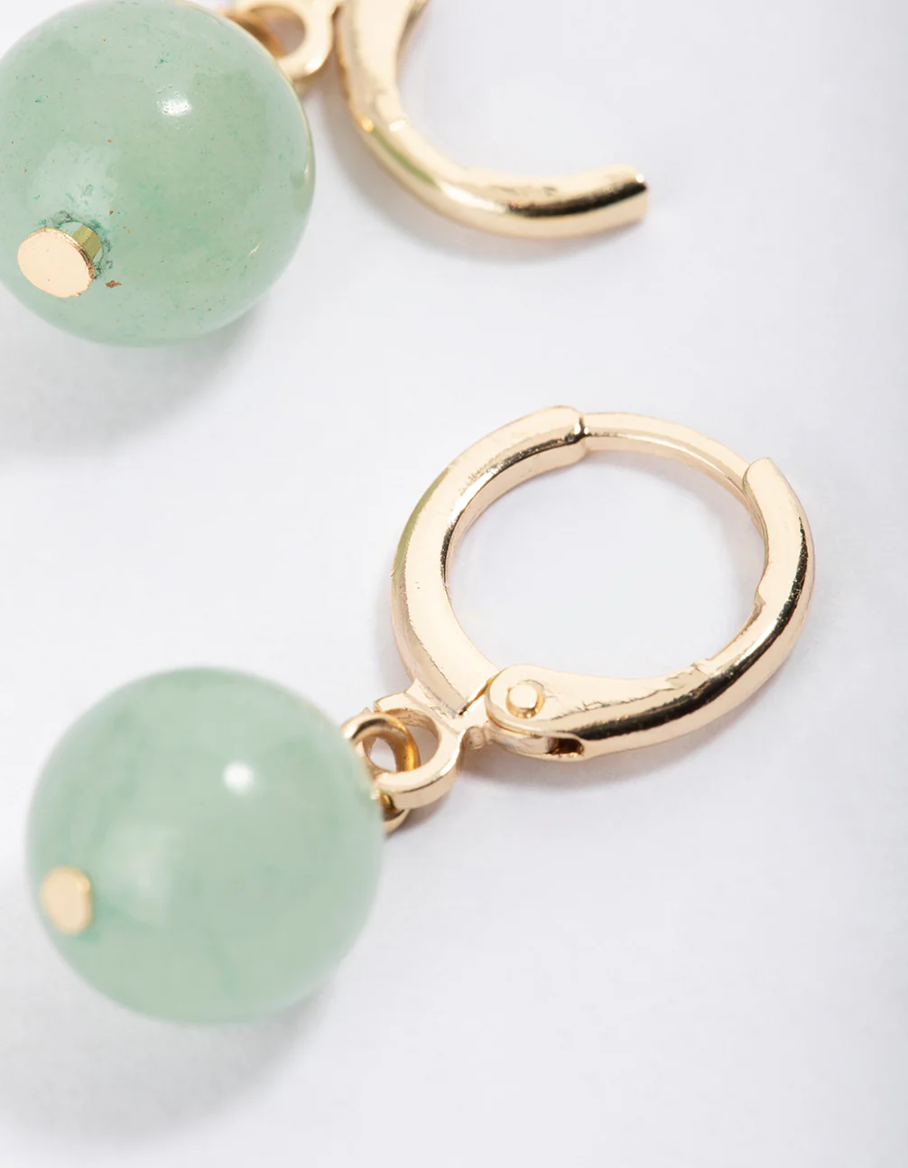 Gold Green Aventurine Mini Ball Earrings - Image 2