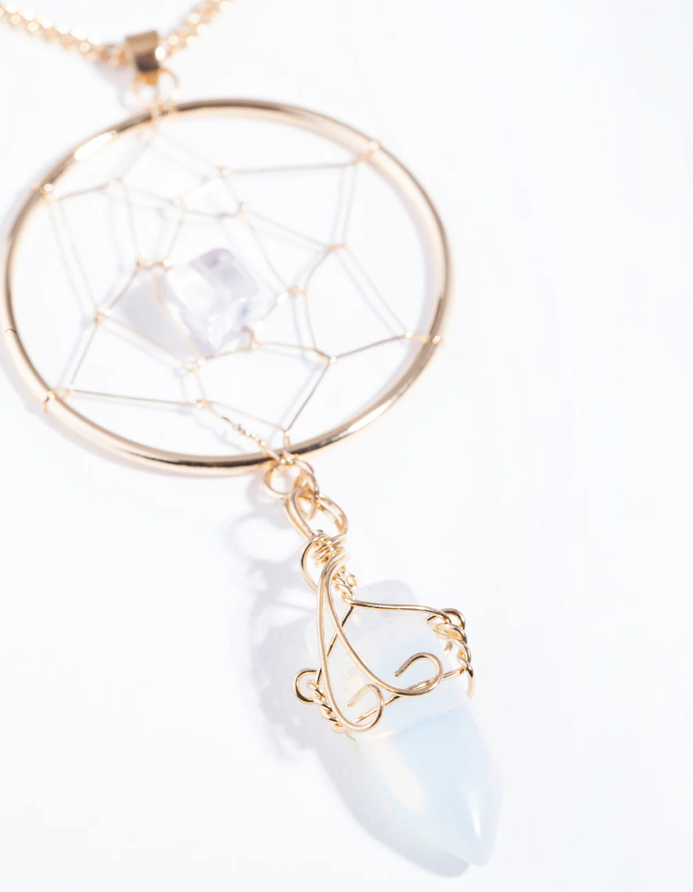 Gold Moonstone Dreamcatcher Necklace - Image 3