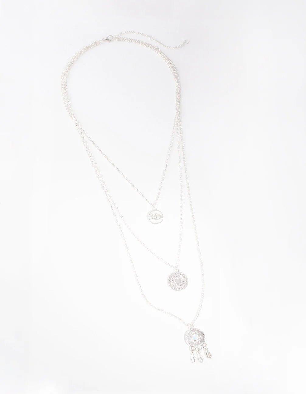 Silver Triple Row Dreamcatcher Moonstone Necklace - Image 2