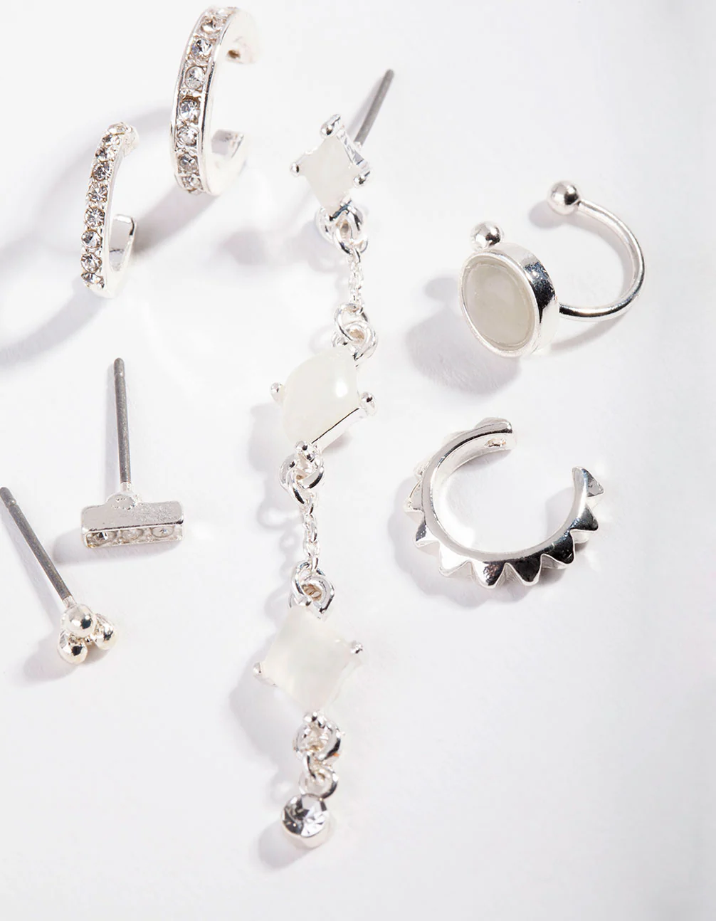 Silver Triangle Jade Ear Stack - Image 3