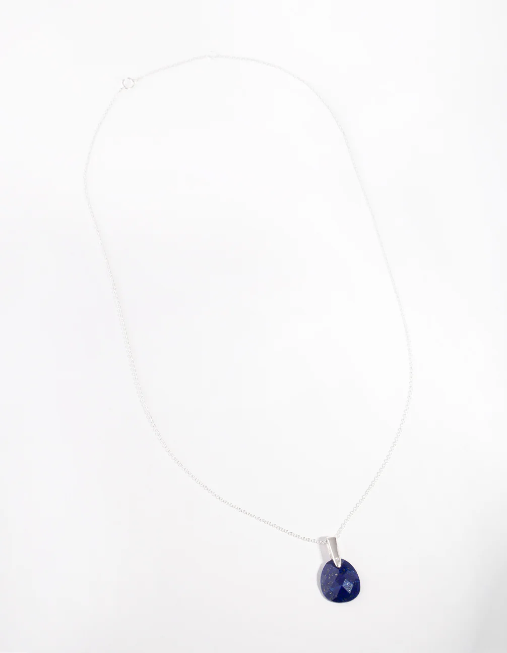 Sterling Silver Faceted Lapis Pendant Necklace - Image 2